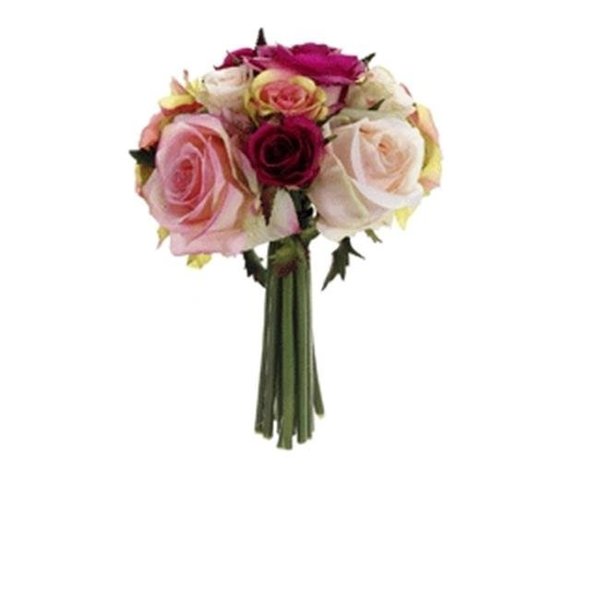 Allstate FBQ749-FU-PK 9 in. Confetti Rose Bouquet Fuchsia-Pink- Pack of 6 FBQ749-FU/PK